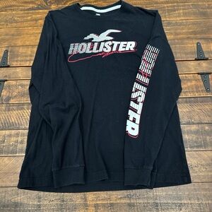 Hollister Black and Red Graphic Long Sleeve
